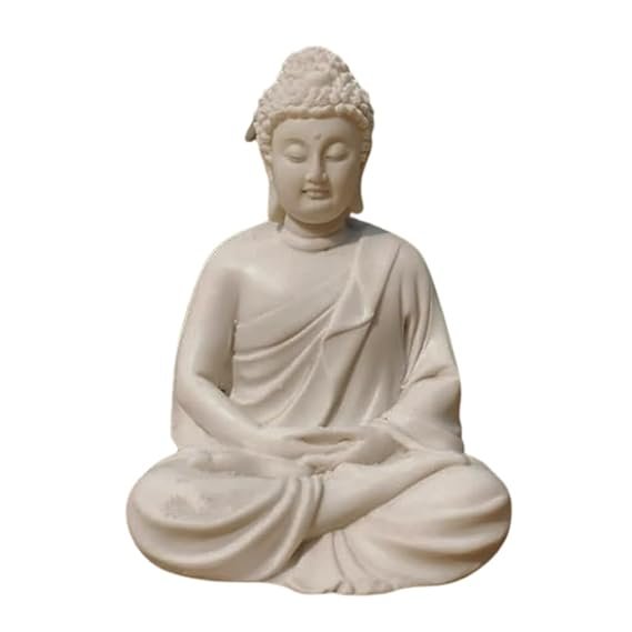 41zyXXvUi1L._SX569_.jpg Pack 1 Meditation Buddha White Premium Rare Handcrafted Polymarble Meditation/Dhyan White Buddha Statue Lord Figurine/Idol,Medium - Image 1