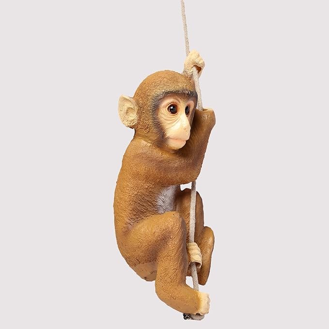 X1.jpeg Cute Hanging Monkey Figurine on Rope - Whimsical Climbing Jungle Animal Statue - Resin Indoor/Outdoor Garden, Patio & Tree Decor - Image 1